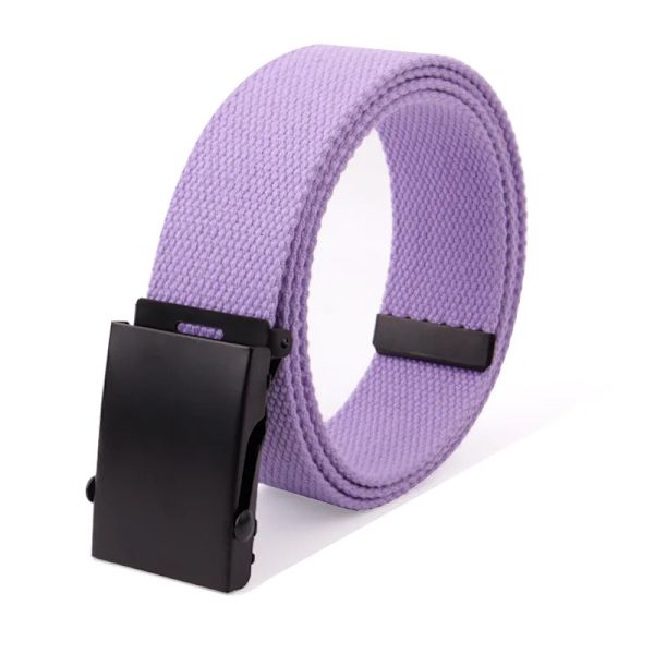 ny högkvalitativ canvasbälte män/kvinnor unisex jeansbälten metallrulle lyxiga automatiska spänne canvasväv midjebälten purple 100cm