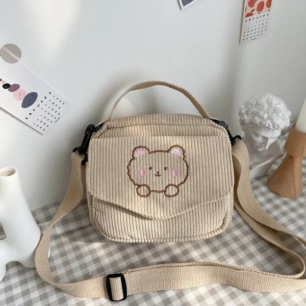 Heta kvinnor Canvas Dragkedja Preppy Style Student Tote Shoulder Messenger Bag Liten Manchesterväska Reseväska Handväska Beige