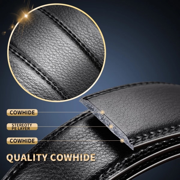 [DWTS]Män Bälte Hane Äkta Läder Bälte Herr Armband Bälten För män Automatiskt spänne Svart Herrbälten Cummerbunds cinturon hombre NE305 silvery 105cm 29to31 Inch