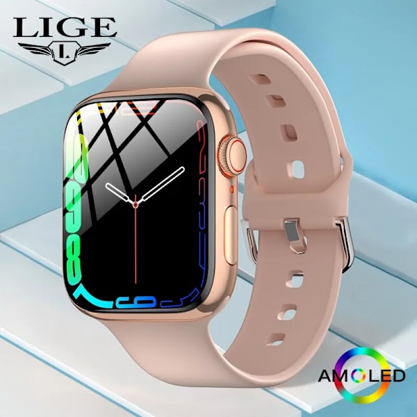 LIGE Smart Watch For Dam Full Touch Screen Vattentäta Klockor Sport Fitness Tracker Herr Smartwatch Bluetooth Ring Reloj Mujer grey