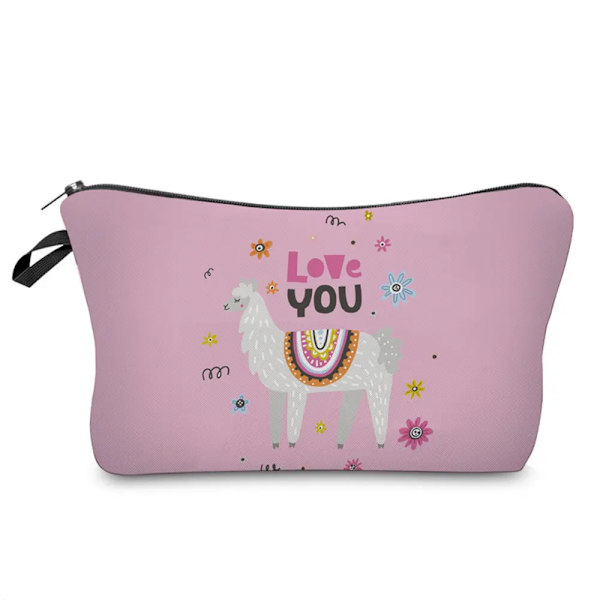 Sminkväska Värmeöverföring Härlig kosmetisk väska med print Liten toalettväska för damer och flickor Presenter Högkvalitativt case 307-13 Alpaca Bag