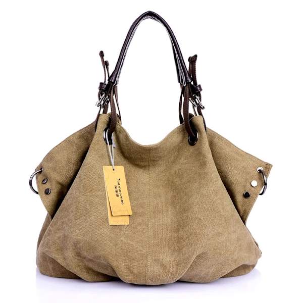 Kvinnor Canvas Messenger-väskor Kvinnliga Crossbody-väskor Solid axelväska Mode Casual Designer Kvinnlig Handväska Stor kapacitet Tote Khaki