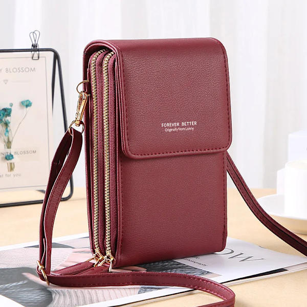 Buylor Bolsas Damväska Trend Handväskor Mjuka läderplånböcker Pekskärm Mobilväska Mode Crossbody-axelväskor red 1 11x5x19CM