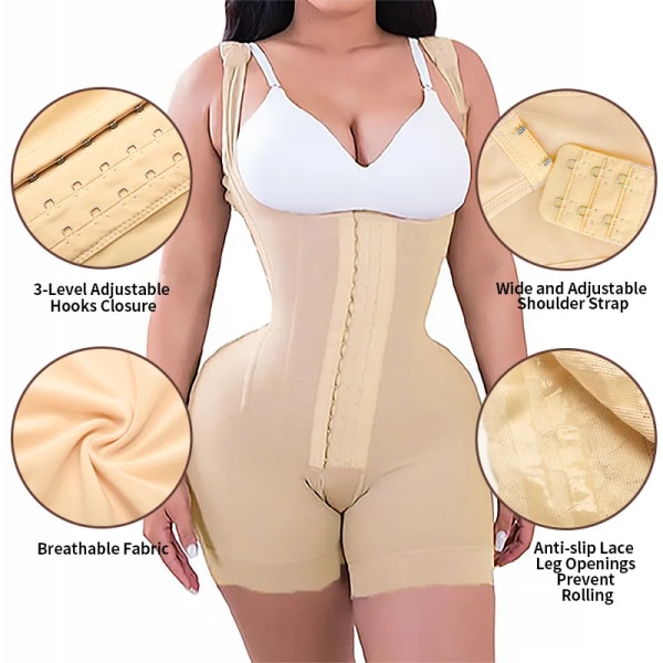 Högkompression kvinnor Korsett bantning Shapewear Postoperativ waist trainer Butt Lifter Body Shaper Fajas Colombianas gördlar Black XL