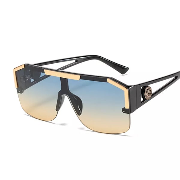 Lyxiga överdimensionerade solglasögon för man Märkesdesigner Stor ram Gradient solglasögon för kvinna mode Hög kvalitet Oculos De Sol Blue Yellow as picture