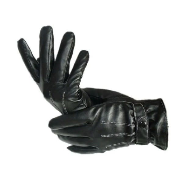 Handskar Herr Vinter Läder Svarta Handskar Knapp Varma vantar Lyxiga PU Läder Körning Herr Äkta vindtäta körhandskar style 2 gray one size