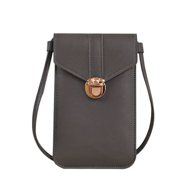 Student Mini Crossbody-väskor Dam Hjärtformad dekoration Transparent Touchscreen Retro Mobiltelefonväska Axelväska Designer BBL108-Dark Gray