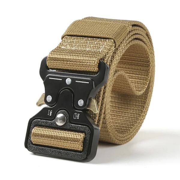 Army Style Stridsbälten Snabbkoppling Taktiskt bälte Mode Män Militär Canvas Midjeband Utomhus Jakt Vandringsredskap Beige ZS 3.8cm X 125cm