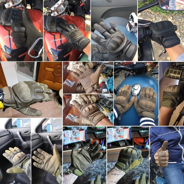 Taktiska handskar i PU-läder Pekskärm Hårt skal Helfingerhandske Army Military Combat Airsoft Driving Cykelvantar Herr Brown M