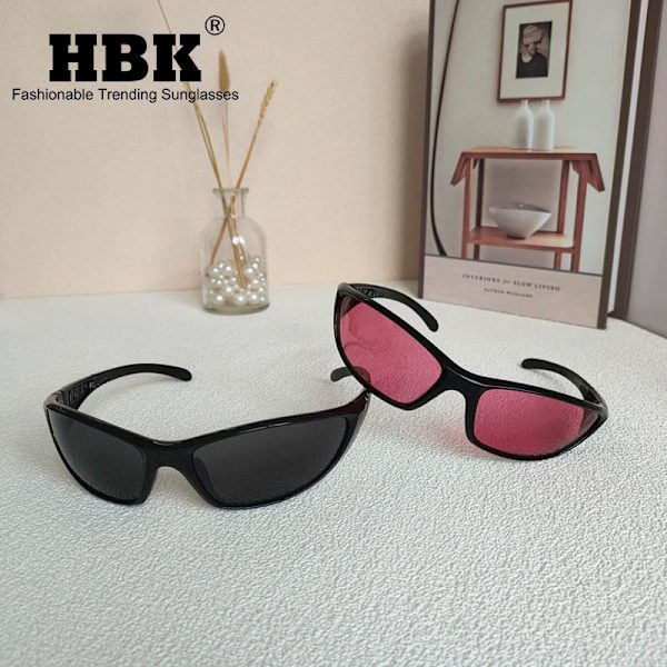 Retro Y2K Solglasögon Utrikeshandel Hip Hop Style Körglasögon Steampunk Goggles Gothic Oculos De Sol UV400 C05 Black Red As Photos Showing