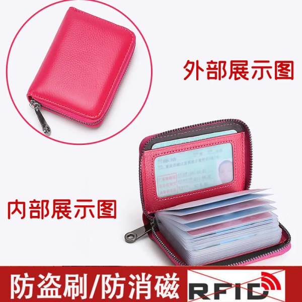 14/20 kort i äkta koläder Stöldskyddshållare Case Organizer Passplånbok Män RFID-blockerande kortplånböcker Handväska RFID Red 20 cards