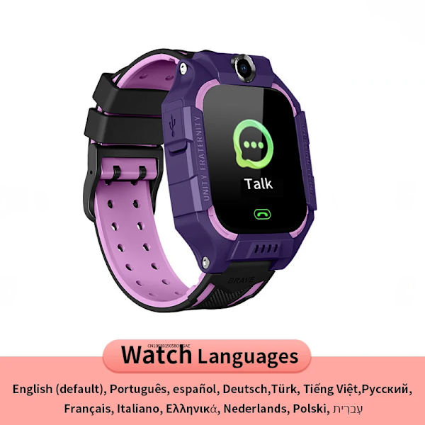 Barn Smart Watch Sim-kort SOS Ring Telefon Smartwatch För Barn Foto Vattentät Kamera Plats Tracker Present för pojkar och flickor Pink not Waterproof