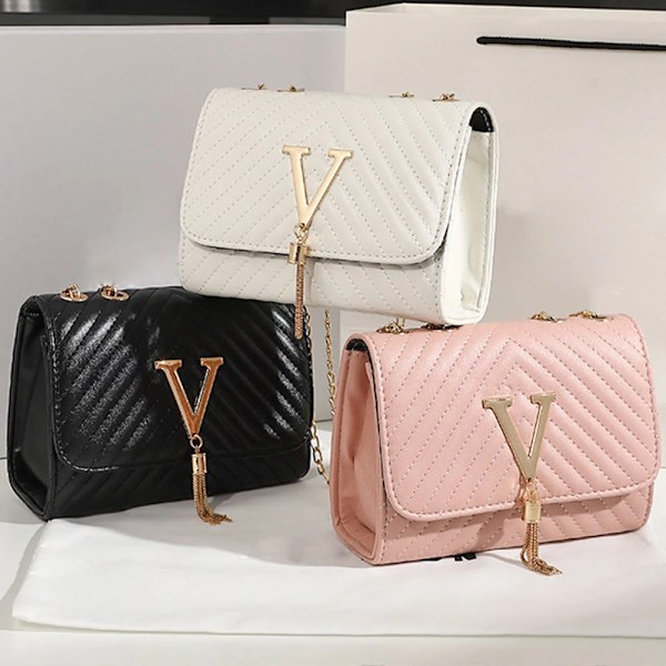 Damväska Trend Lyxmärke Damhandväska Axelväskor Små PU-läder Crossbody Paljetter Causal Plånbok Damväskor White 18.5cmX7.5cmX13.5m