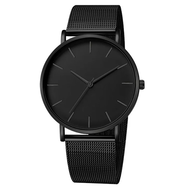 Mode Herrklockor Ultra Thin Quartz Watch Herr Casual Slim Mesh Stål Vattentät Watch Svart Relogio Masculino All black