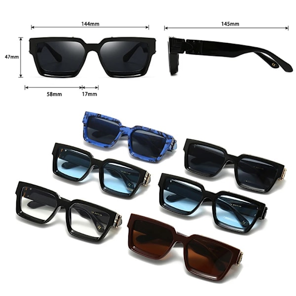 SHAUNA Retro Square Solglasögon UV400 Blue leopard grey as the picture