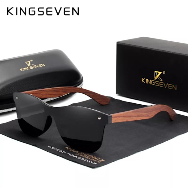 KINGSEVEN Naturligt trä Solglasögon Män Polariserat Mode Solglasögon Original Trä Oculos De Sol Masculino black bubinga wood Original