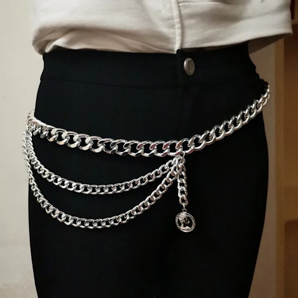 Mode Byxor Midjekedja Kläder Accessoarer Midjekedja i flera lager Hip Hop tofsar Speciellt utseende Choker Smycken presenter Silver F 1pcs