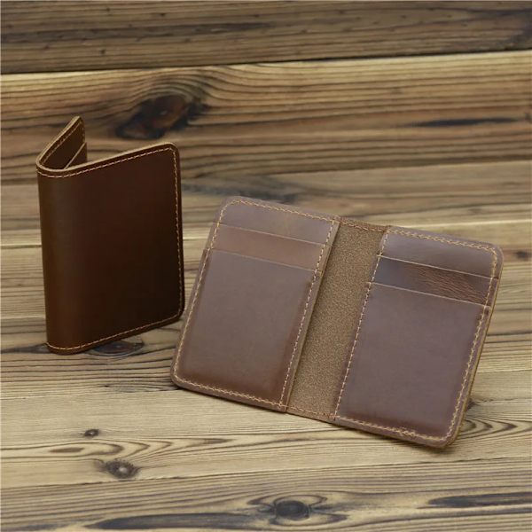 Kreditkortshållare i 100 % äkta läder Plånbok Slim Plånbok för män Liten Bank ID-korthållare Herr Retro Crazy Horse Läderplånbok black