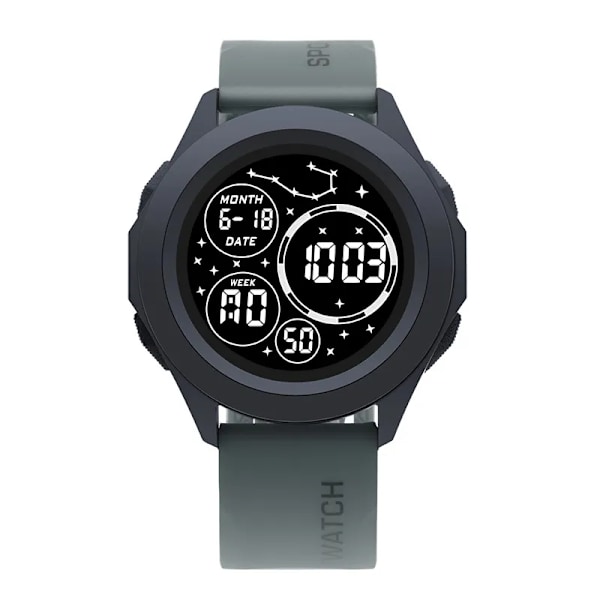YIKAZE Watch Digitala herrklockor Starry Man Watch Vattentät multifunktionsklocka utomhus LED elektronisk watch B-Gray