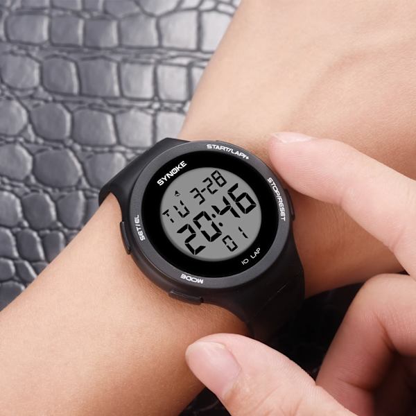 SYNOKE Watch 30M Vattentät Militär LED-skärm Multifunktionell väckarklocka Digitala klockor Herr reloj hombre Gray Watch