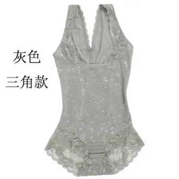 plus size spets bekväm bantning body shapers bh lyftare kontroll mage bodys midje träning shapewear grey M