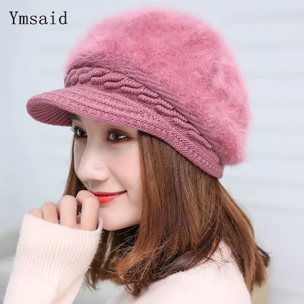 Ymsaid Vintermössa för Kvinnor Varma Beanie Stickade Mössor Dammössa Höst Vinter Dammode Mössa Skullies Beanies Khaki