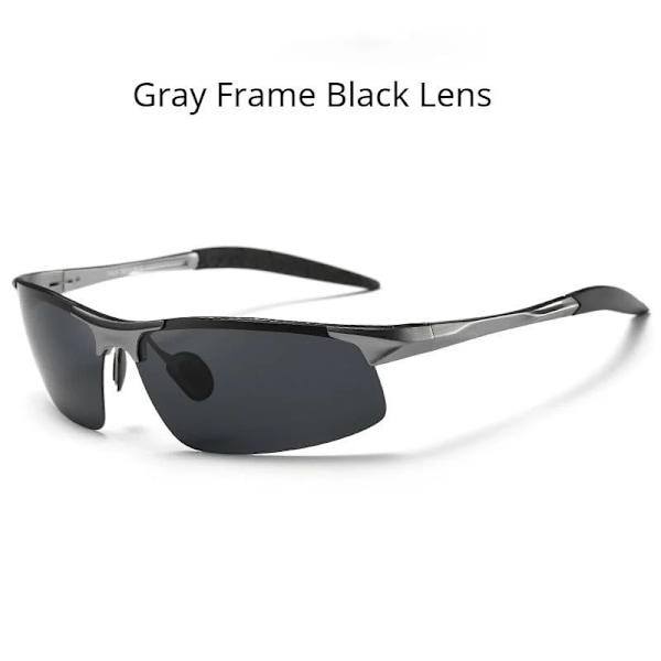 Polariserade solglasögon Herr Aluminium Magnesium Båge Sportsolglasögon Herr Driver Retro UV400 Anti-Green Solglasögon Gray Frame Black With Glasses Case