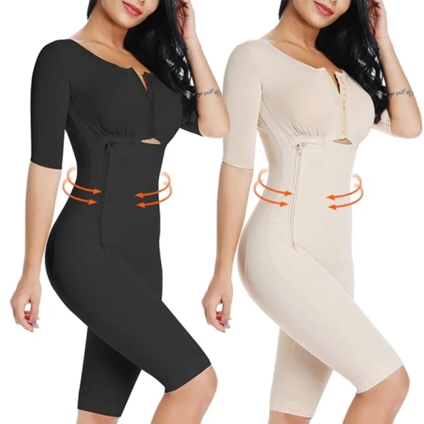 Body Shapewear för kvinnor efter operation Kompressionsplagg Fast kontroll Kroppsformare Waist trainer Slimmande underkläder Black M