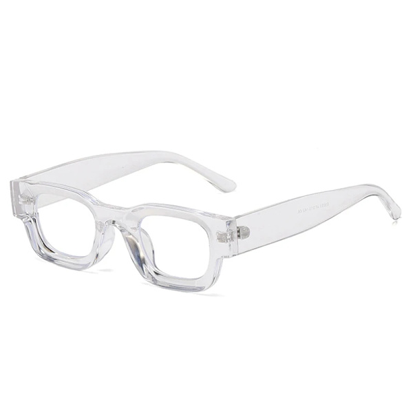 SO&EI Ins Populärt mode Små fyrkantiga polariserade solglasögon Dam Retro Punk Shades UV400 Män Trendiga solglasögon Transparent clear As the picture