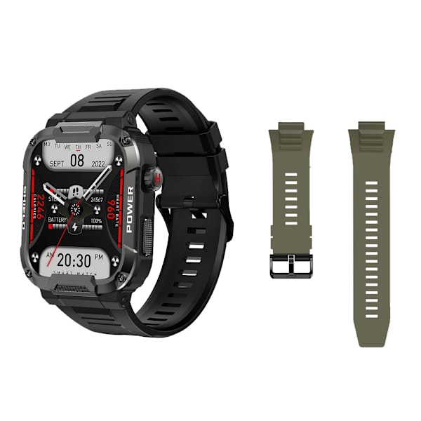 Ny Robust Smart Watch Herr Stort batteri Musik Spela Fitness Tracker Bluetooth Dial Call Sport Smartwatch For Herr Khaki