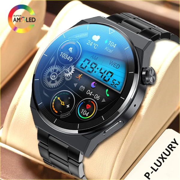 Ny watch GT3 Pro Smart Watch Herr NFC Vattentät Sport Fitness Tracker Bluetooth Call Smartwatch Man för HUAWEI Android IOS Silver mesh belt