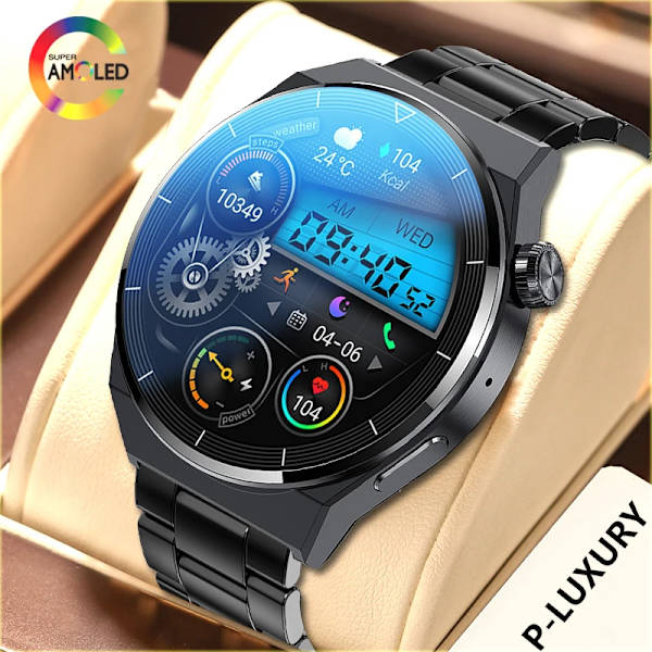 Ny watch GT3 Pro Smart Watch Herr NFC Vattentät Sport Fitness Tracker Bluetooth Call Smartwatch Man för HUAWEI Android IOS silver steel belt