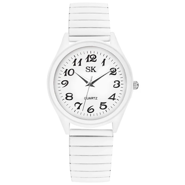 Mode Män Dam Armbandsur Par Flexibel Stretch Band Quartz Klockor Man och Dam Klocka Present Male White White