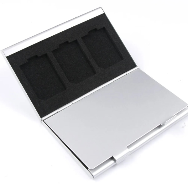 Metall MMC Minneskort Aluminium Förvaringsbox Kamera 6 Case för SD MMC TF Minneskort Förvaringskort Hållare Case With card slot