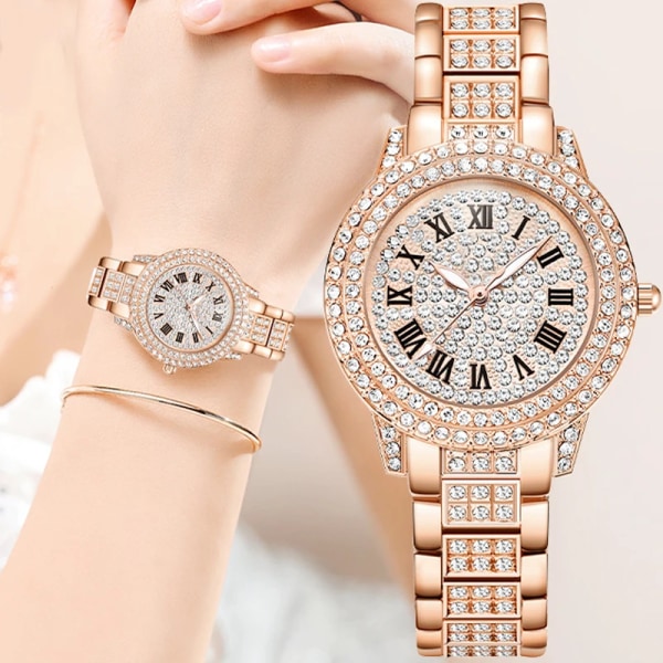 All-Star Kvartsklocka Watch Fin Zirkon Mekaniska Damarmbandsur Casual Elegant mode hopfällbara klockor Watch 02-blue