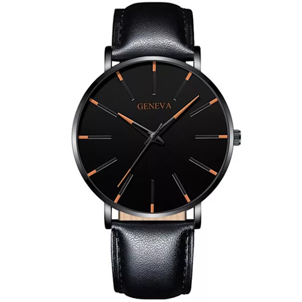 Herrmode Minimalistisk Ultra Tunna klockor för män Enkel Business Rostfritt stål Mesh bälte Quartz Watch relogio masculino Leather Black Orange