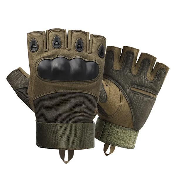 Halvfinger Taktiska handskar Utomhus Militärhandskar för män Fotvandring Motorcykel Cykling Sporthandske Skytte Jakt Airsoft handskar Army Green L