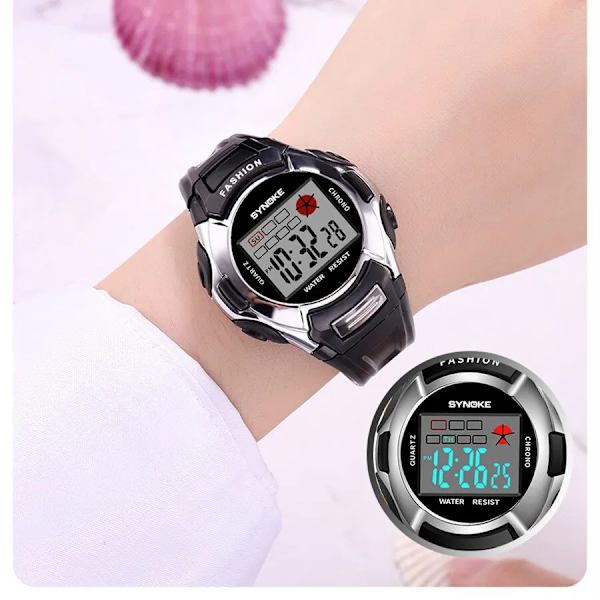 SYNOKE Digital Movement Elektronisk watch Alarm Färgglad Lysande Multifunktion Sport Pojkar Flickor Studenter Watch Black