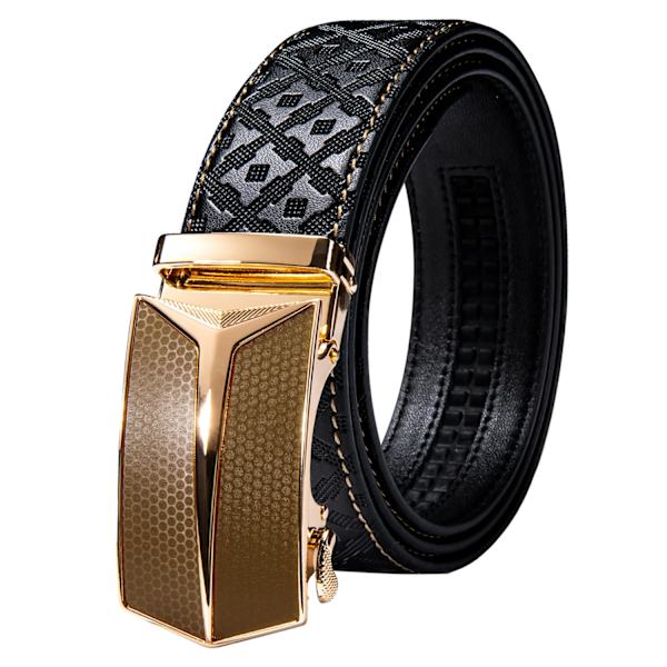 Designer Black Leather Herrbälten Prägling Spärrrem Midjeband Automatiska spännen Glidklänning Jeansbälte för män 110CM-130CM 2312DPA 120cm