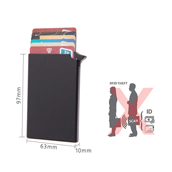Aluminium Korthållare Metall Män kreditkortshållare Rfid Blockering Mini Slim Plånbok Automatisk Pop up Case Protector Red