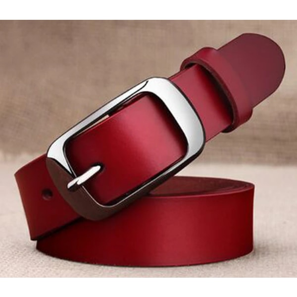 MEDYLA Dambälte Äkta läder Mode Retrobälten Högkvalitativt lyxmärke Dam Alloy Spänne Casual Jeansbälte L01 red 115CM