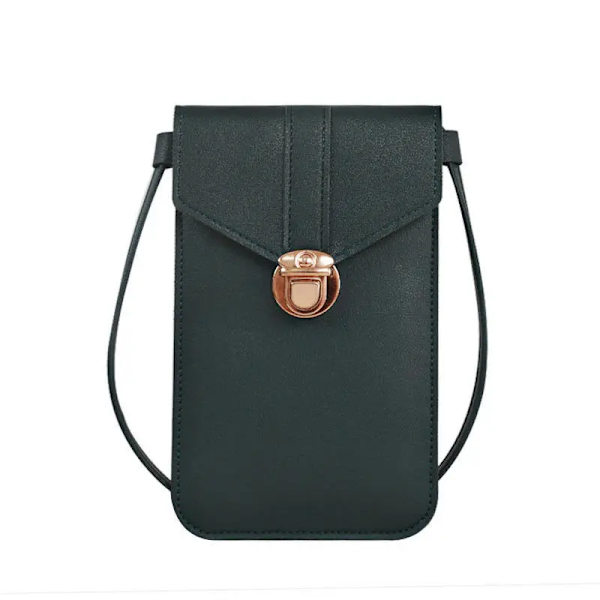 Student Mini Crossbody-väskor Dam Hjärtformad dekoration Transparent Touchscreen Retro Mobiltelefonväska Axelväska Designer BBL108-dark green