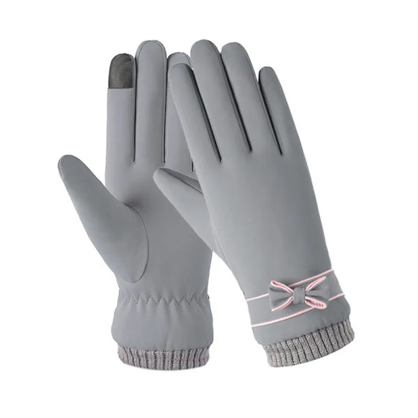 Thermal vinter Damhandskar Herr Cykelcykelhandskar Handvärmare Fleecefodrade Guantes Helfingervantar Pekskärm Vattentät Style1 Grey