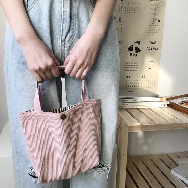 Mode Damer Canvas Tote Axel Stor shoppingväska Pläd Eko Stor kapacitet Damväska Påse Flickor Studentbok Handväskor Pink