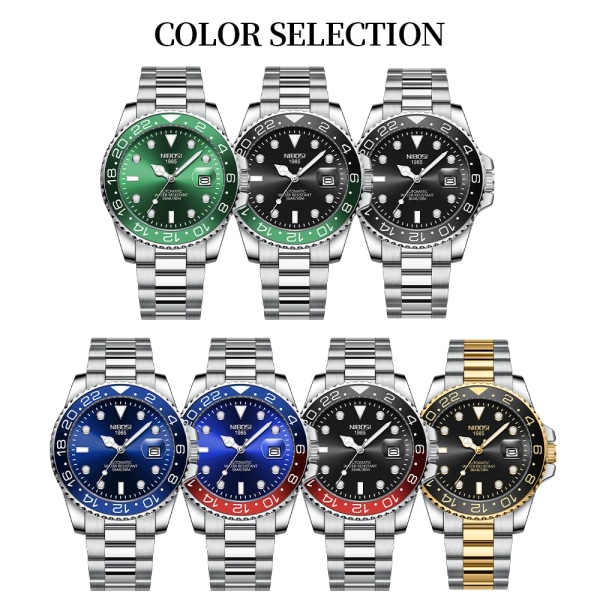 NIBOSI New Luxury Herr Mekanisk Armbandsur Rostfritt Stål Watch Toppmärke Klockor Reloj Hombre Automatisk Casual Armbandsur Type 7