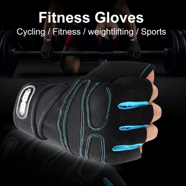 Cykelsporthandske Body Building Träning Sport Träning Fitness Tyngdlyftningshandske Träningshandske för män Kvinnor M/L/XL Light Blue L