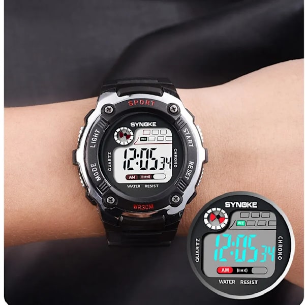 SYNOKE Elektronisk watch för män Watch Multifunktion Militärsport Vattentät Lysande LED Digital Studentmode blue
