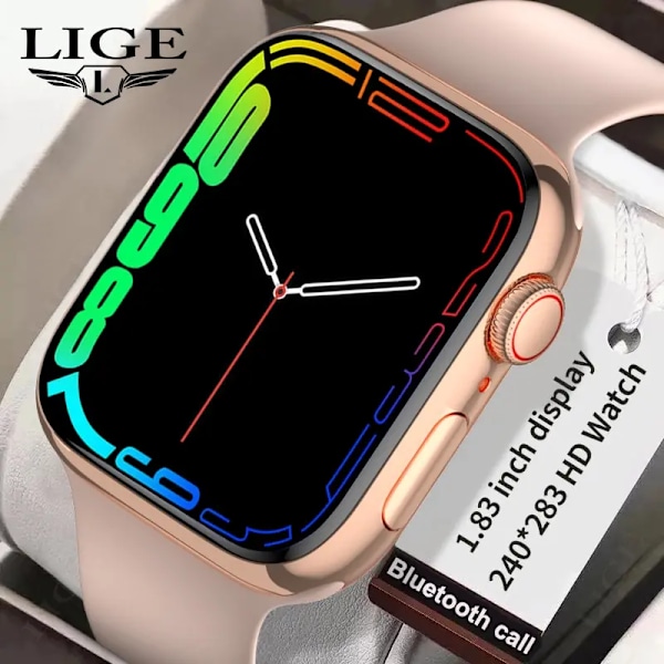 LIGE Smart Watch For Dam Full Touch Screen Vattentäta Klockor Sport Fitness Tracker Herr Smartwatch Bluetooth Ring Reloj Mujer grey