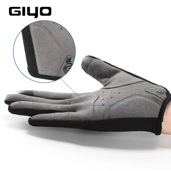 GIYO S-05 Vinter Helfinger Ridhandske Vindtät Varm Antisladd Andas Sporthandskar Cykelutrustning Black L