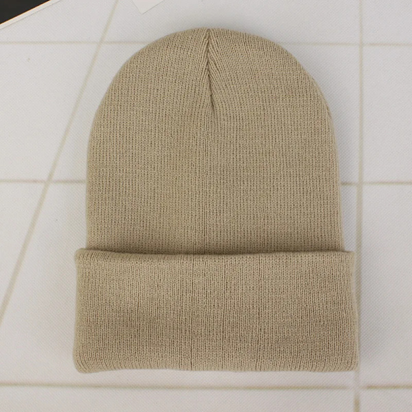 Mössa Vinter för Kvinnor Män Pojkar Flickor Virkad Skullies Hatt Enfärgad Unisex Höststickad Mössa Cap Vilda Tillbehör beige Head 45-60cm